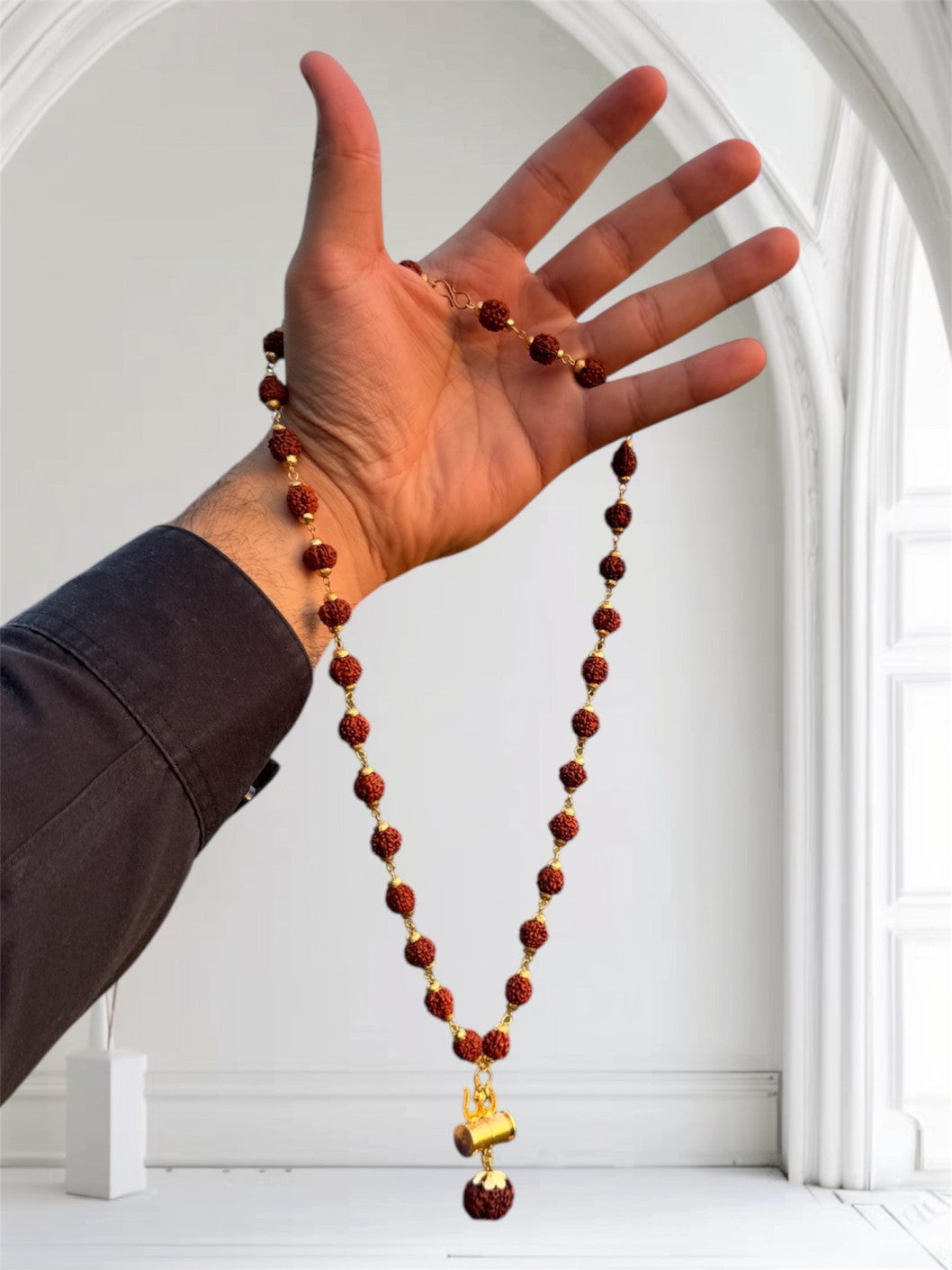 OM Shiva Trishool Damroo Rudraksha Necklace (Buy 1 Get 1 Free) + Free Gifts