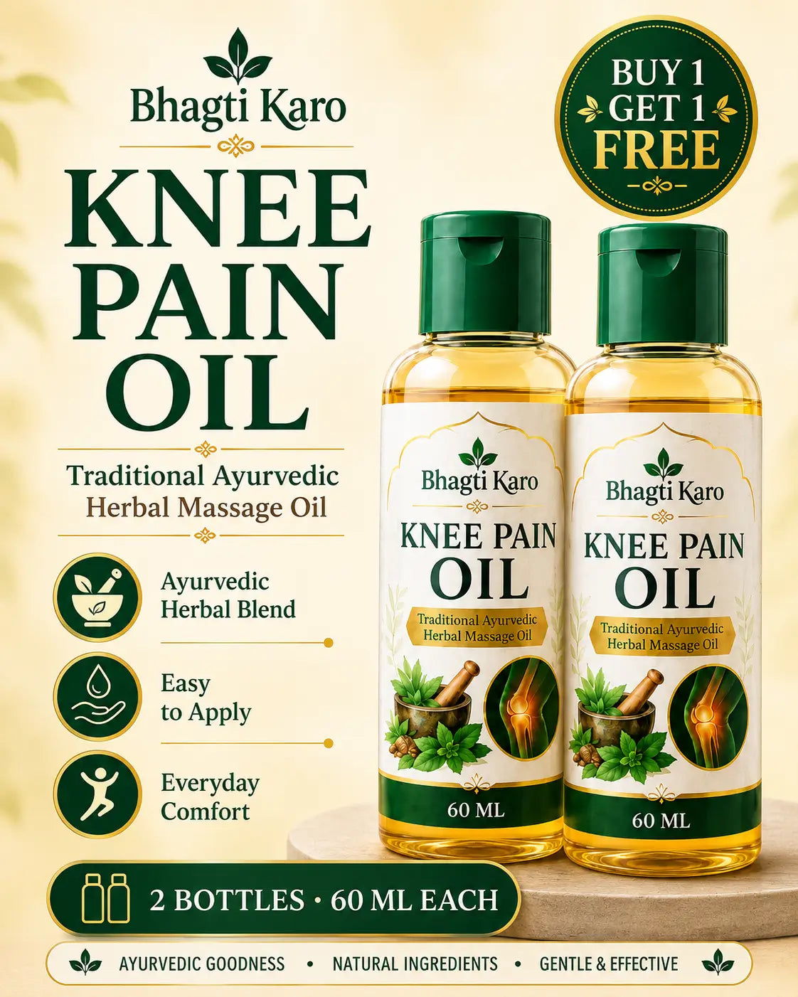Ayurvedic Body Pain Relief Oil by Bhagti Karo (Buy 1 Get 1 Free)