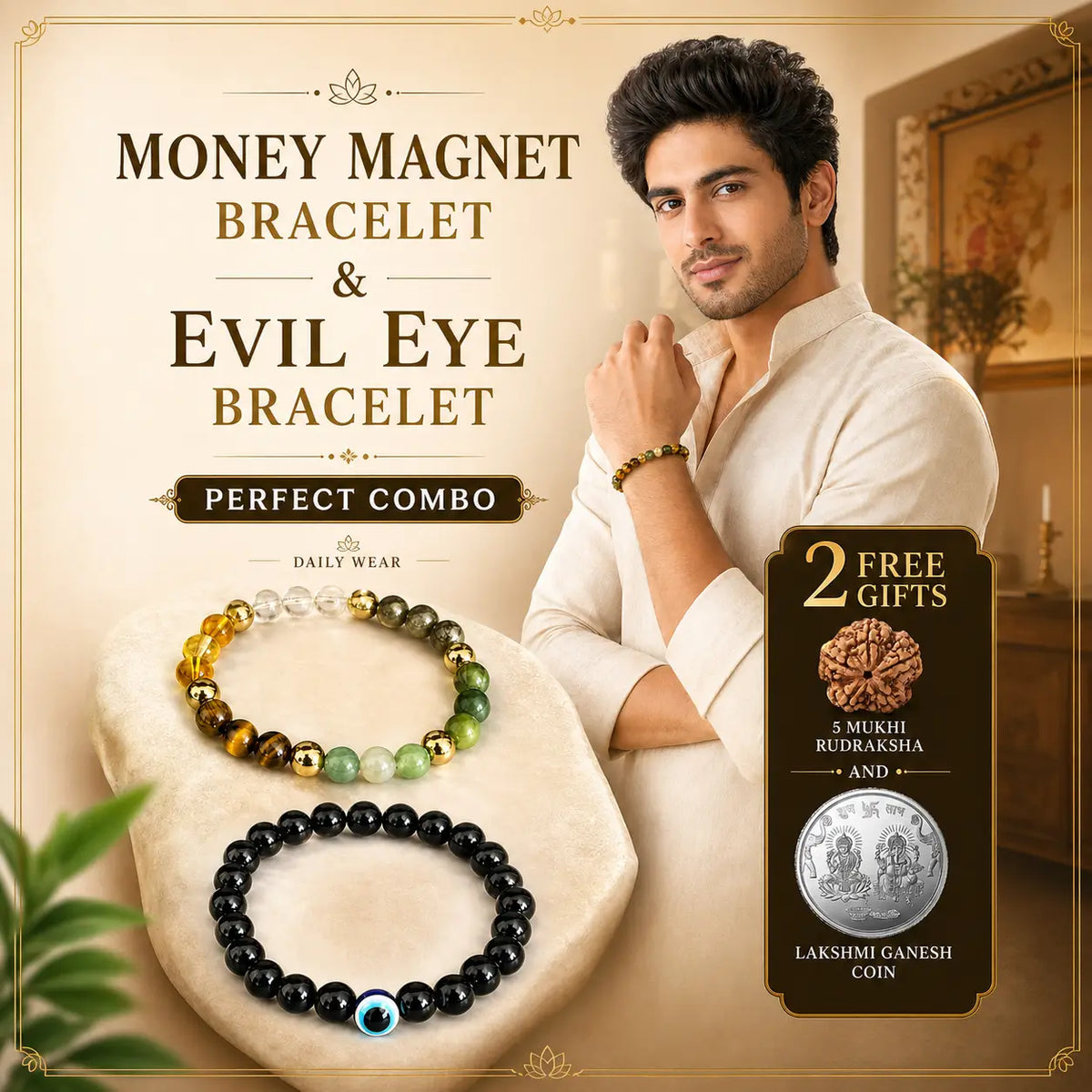 Money Magnet Bracelet and Evil Eye Bracelet + 2 Free Gifts