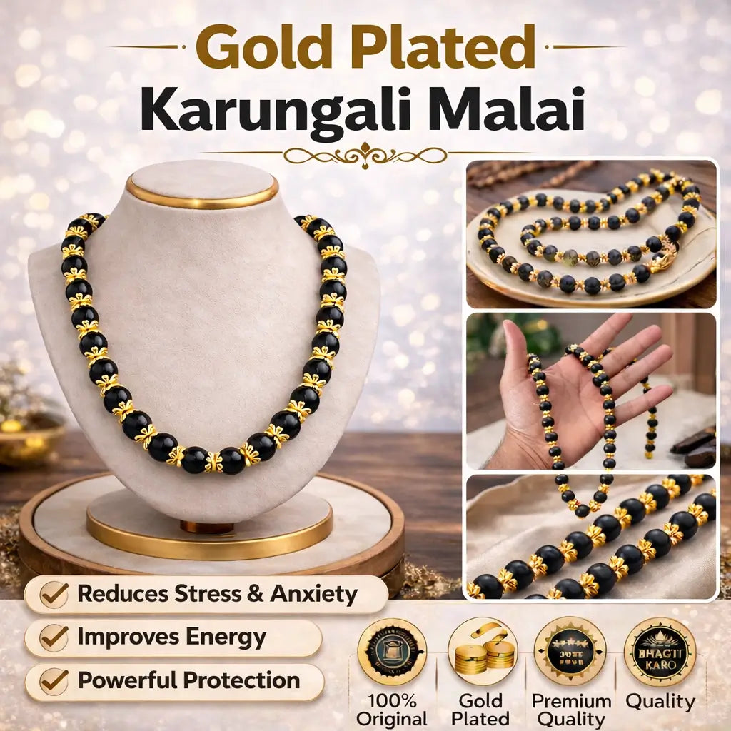 Gold Plated Karungali Mala Original Ebony Wood with Govt. Certification (Buy 1 Get 1 Free) + Free Gifts