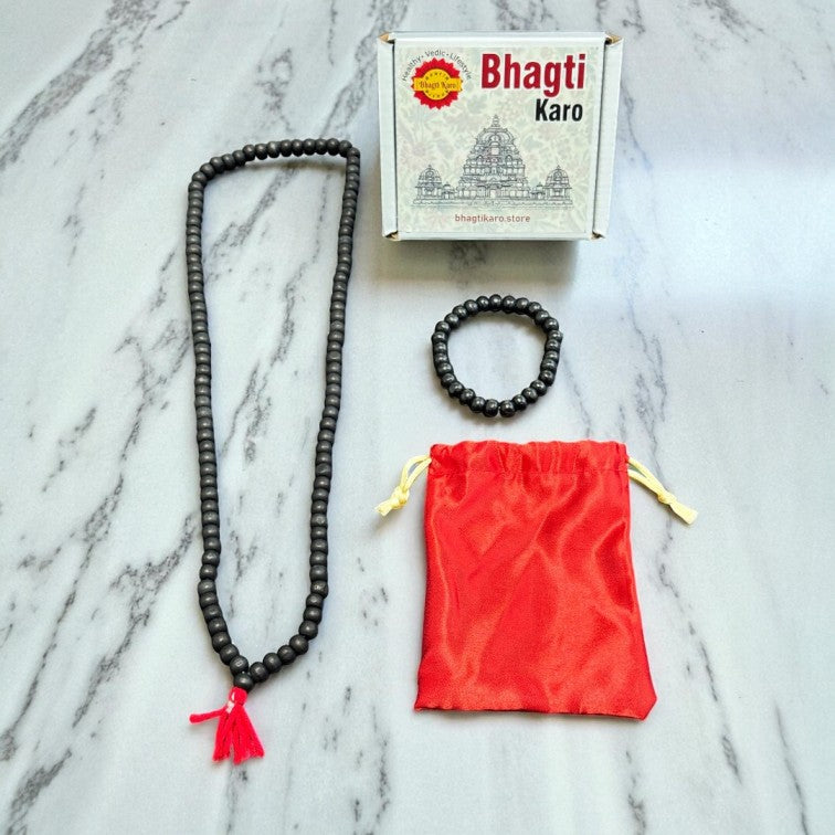 Combo of Original 108-Beads Karungali Malai & Karungali Bracelet + Free Gift