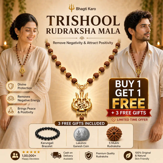 2 Trishul Rudraksha Malas (Buy 1 Get 1 Free) + 3 Free Gifts