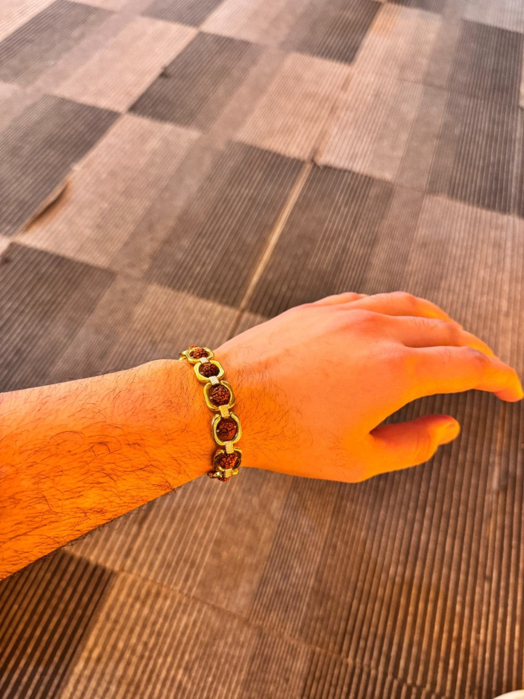 Gold Plated Modern Rudraksha Bracelet (Buy 1 Get 1 Free) + Free Gifts