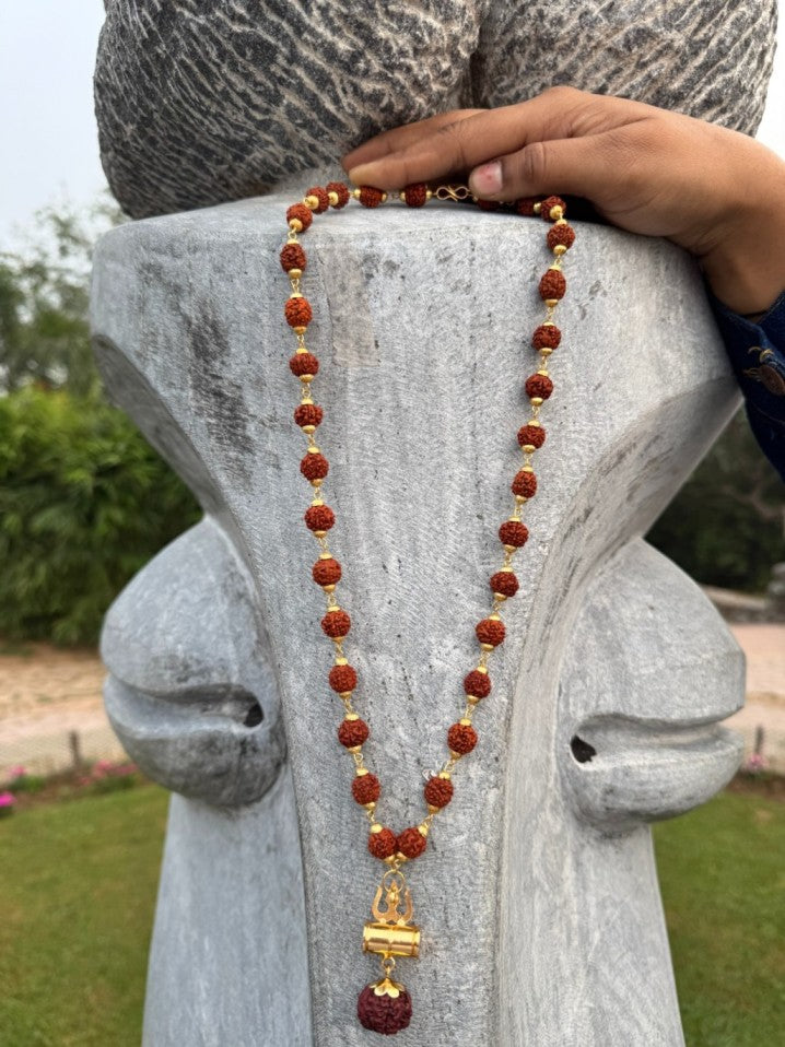 OM Shiva Trishool Damroo Rudraksha Necklace (Buy 1 Get 1 Free) + Free Gifts