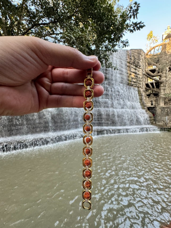 Gold Plated Modern Rudraksha Bracelet (Buy 1 Get 1 Free) + Free Gifts